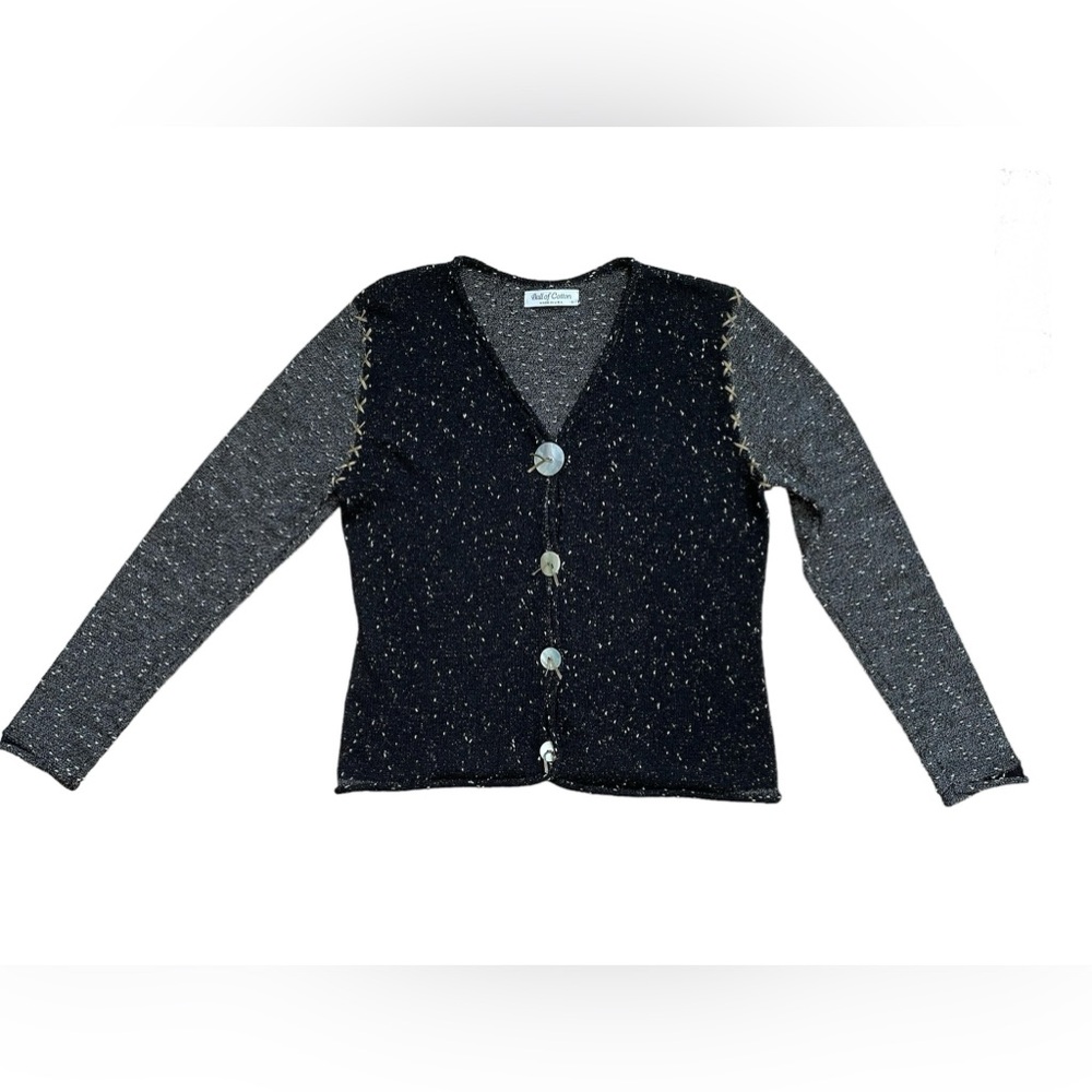 Vintage Ball of Cotton Speckled Black Cardigan